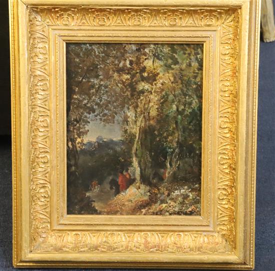 Attributed to Jean-Baptiste-Camille Corot (1796-1875) Sketch for Cavalier dans en Chemin Creux, c.1870 10 x 8.25in.